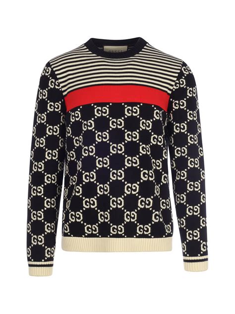 white gucci striped sweater|Gucci bee embroidered sweater.